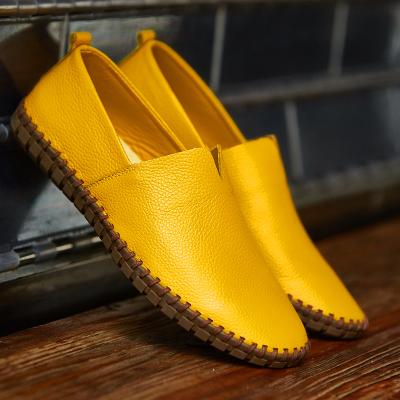 LightInthebox Men's White Leather Slip-On Loafers with Detailed Stitching, Comfortable Non-Slip Sole, and Breathable Design Casual Driving Shoes