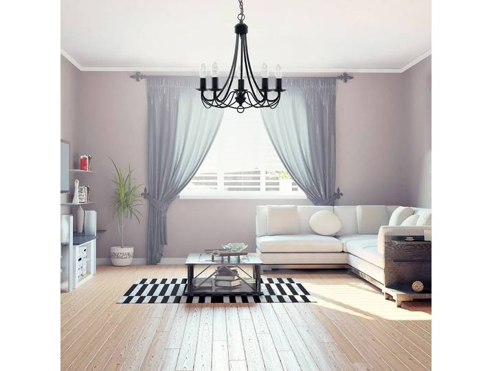 Searchlight Kronleuchter Maypole, dimmbar, schwarz, für Wohn- / Esszimmer, Metall, Kronleuchter