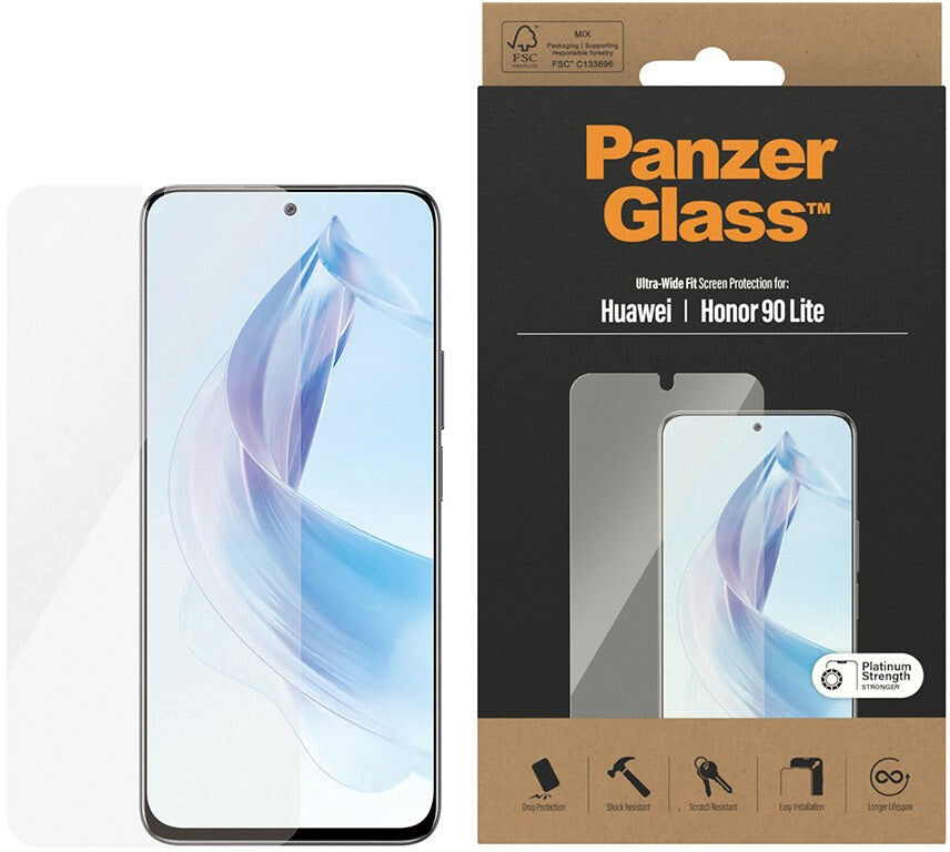 Honor 90 Lite PanzerGlass Ultra Wide Fit Skærmbeskyttelsesglas - Platinum Strength - Gennemsigtig
