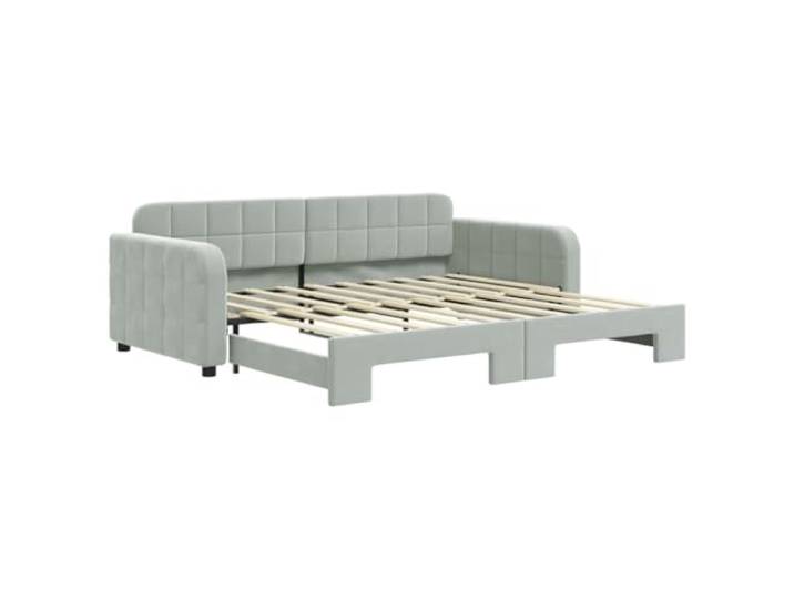 PUGYNBK Schlafsofa, Samt, Hellgrau, 90 x 190 cm Struktur aus Holz und Metall, doppelt, mit Lattenrost, für Wohnzimmer oder Schlafzimmer