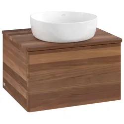 Villeroy und Boch Antao Waschtisch-Unterschrank L29012HM mit Beleuchtung, 60x36x50cm, Waschbeckenplattenfarbe warm walnut, warm walnut