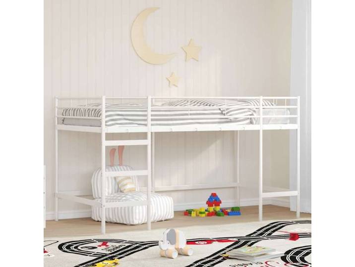 Lit simple - 80 x 200 cm - Blanc - - Lit mezzanine pour enfants - pour chambre - Acier - pour enfants 166000mkn25h