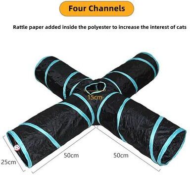 Inspired Finds Foldable Cat Play Tunnel Toy With Breathable Mesh For Indoor Fun four Tunnels