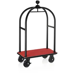 WAS Germany - Gepäckwagen, 113 x 62 x 191 cm, schwarz, roter Teppich, Edelstahl