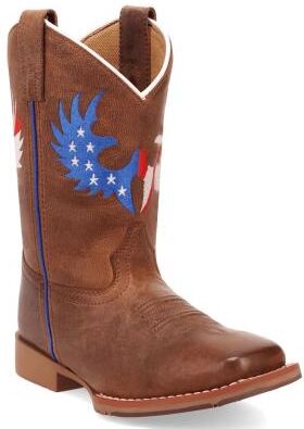 Dan Post Boots Freedom Flight T (Kids Toddler-Youth) Casual in Tan/Flag, Size 1 Youth D, Leather