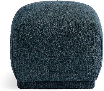 Bowie Footstool - Fabric, Performance Boucle Blue - Grandin Road