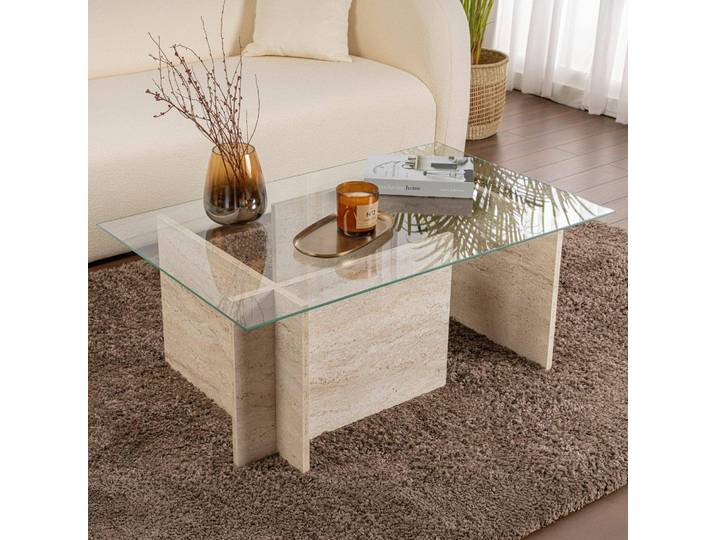 Azriel - Table basse\, 105x65x40h cm Beige\, Porte-revues
