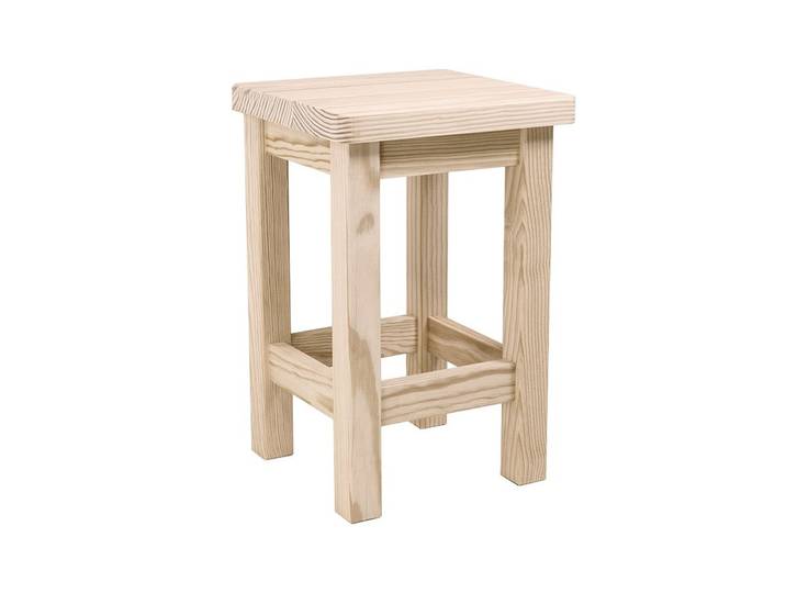 Tabouret en bois droit Vernis Naturel