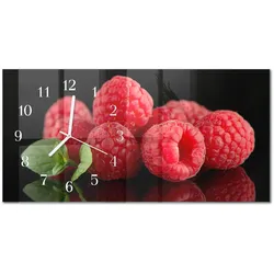 WANDUHR aus Glas 60x30 cm - Himbeeren