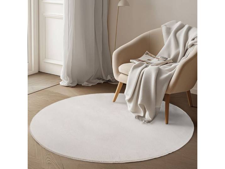 Carpetsale24 Tapis Rond Crème 200 cm Lavable Rond Antidérapant et Doux tapis uni Salon et Chambre