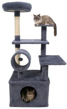 Costway 48 Inches Tall Cat Tree Multi-Level Kitten Tower with Large Condo Padded Top Perch-Grey