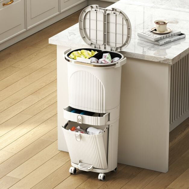 casart Plastic Waste Bin Beige
