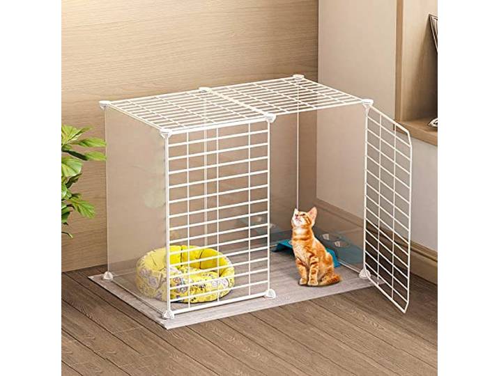 TXGJWRA Katzenkäfig Laufstall – Katzenkäfige für den Innenbereich, abnehmbares Metall, DIY-Katzenkäfig, Zwinger, Katzenkiste, Katzenkäfige, Hundekäfige für kleine Hunde, tragbarer Hofzaun, für kleine