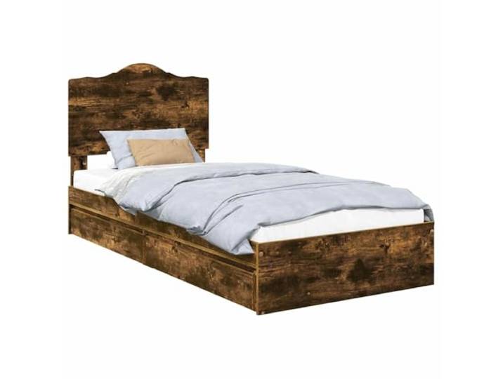 HMDNGOUT Stauraumbett Geräucherte Eiche 100x200 cm Holzwerkstoff mit Schubladen, modernes Design, einfacher Aufbau, Pflegeleichte Oberfläche