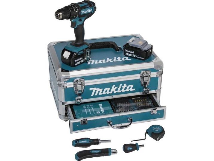 Perceuse à percussion 18V LXT (2x3\,0 Ah) avec accessoires - MAKITA DHP482RFX9