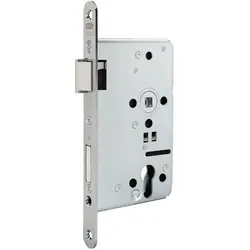BKS, Türschloss + Schliesszylinder, Panik-Einsteckschloss 1201 Panik-Funktion B abgerundet 20/65/72/9 mm DIN links Edelstahl