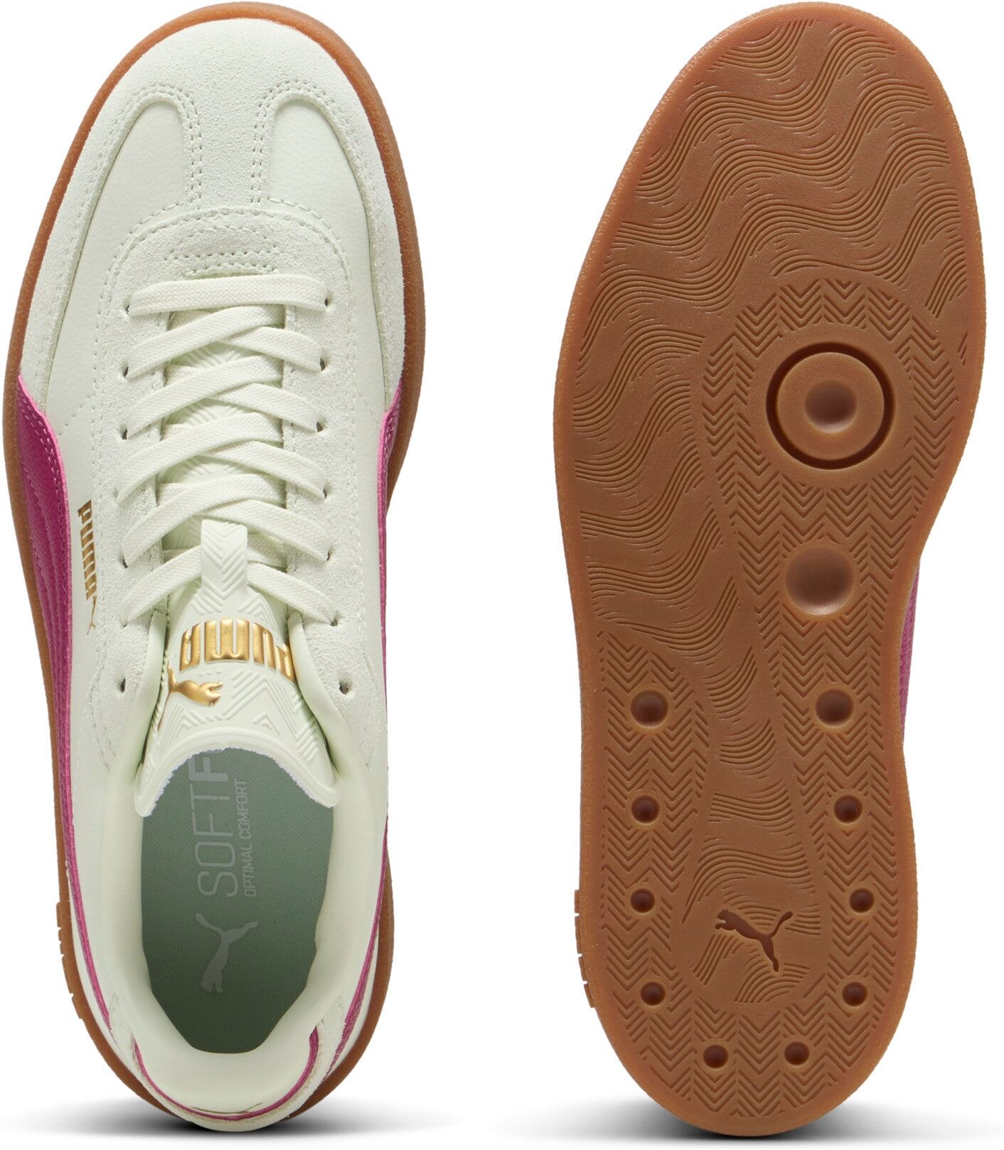 Sneaker PUMA "CLUB II ERA", Damen, Gr. 37, Textil, weiss (sage frost, berry), Leder, unifarben, Schuhe Sneaker, für sportliche und streetwear Anlässe, mit Leder-Obermaterial sage frost, berry 37, Textil