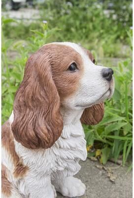 Hi-Line Gift Ltd. Brown/White King Charles Spaniel Sitting Statue