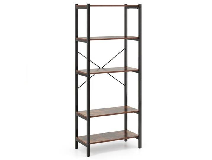 Bibliothèque 5 niveaux - HELLOSHOP26 - 66 x 34 x 161 cm - Métal - Sécurité renforcée - Design élégant