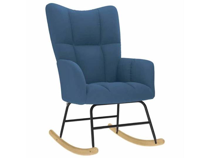 Fauteuil Allaitement - Bleu - Chaise à bascule - Rocking Chair - avec repose-pied - Bleu Tissu 61x78x95 cm F1561