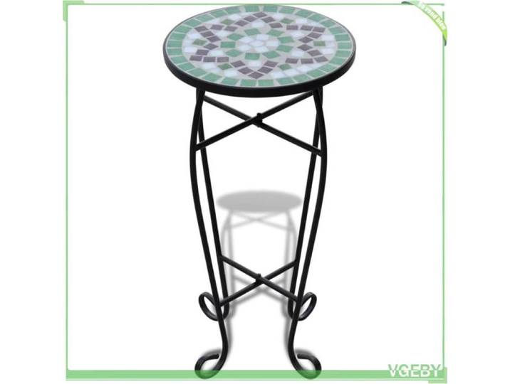 Table d'appoint - FAFEICY - Mosaïque Vert et blanc - Mosaïque résistante - Ø 30 cm - H 60 cm