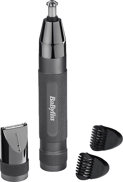 Cortapelos nariz - Babyliss E111E Super-X Metal, Nariz, Orejas y Cejas, Cabezales intercambiables, Black Edition