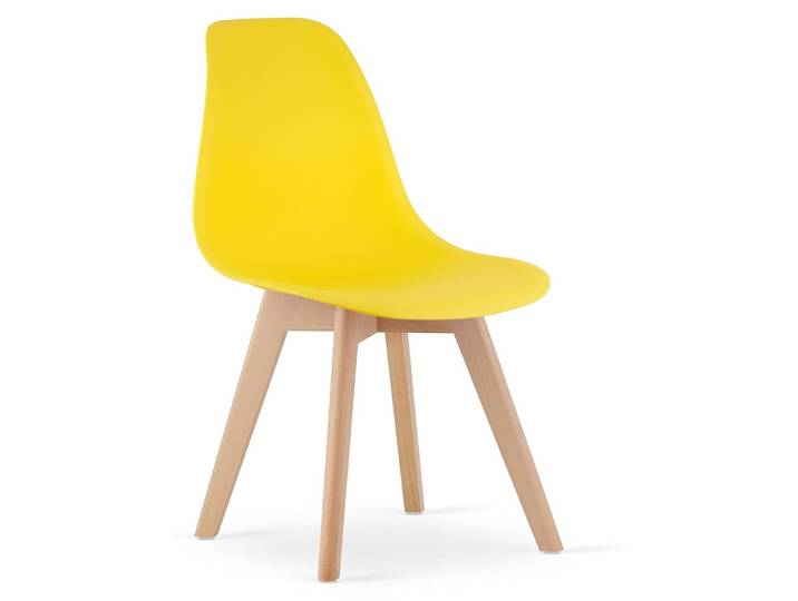 Chaise design Kito jaune avec pieds en hêtre