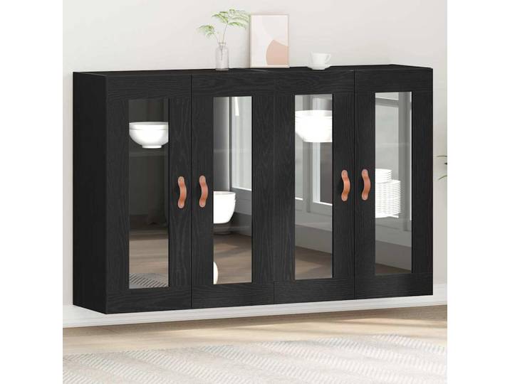 vidaXL - Armoires murales\, 2 pièces\, noir\, imitation chêne\, 69\,5 x 34 x 90 cm