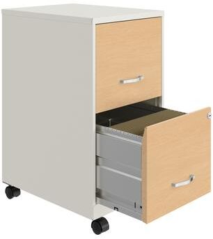 "Space Solutions 18"" Deep 2 Drawer Mobile File Cabinet with Wood Pattern Drawer Fronts"