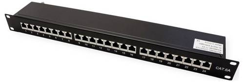 Value 26.99.0364 24 Port Netzwerk-Patchpanel 483mm (19") CAT 6a 1 HE Schwarz Bestückt