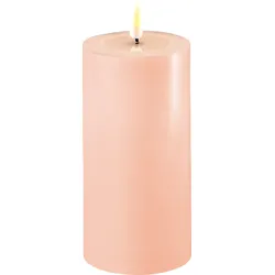 Deluxe Homeart LED Stumpenkerze Real Flame rosa, Ø7.5 x H15cm, rosa