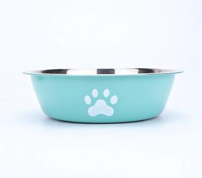 Inspired Living Non Slip Stainless Steel Dog Bowl For Food And Water blue 18cm