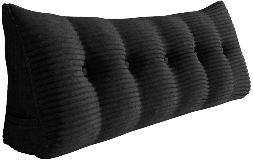 WOWMAX Corduroy Backrest Pillow Black 50cm H x 160cm W