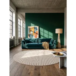 Flachgewebe-Teppich Hoch-Tief-Bögen Beige 200x200 cm Hoch-Tief Bögen