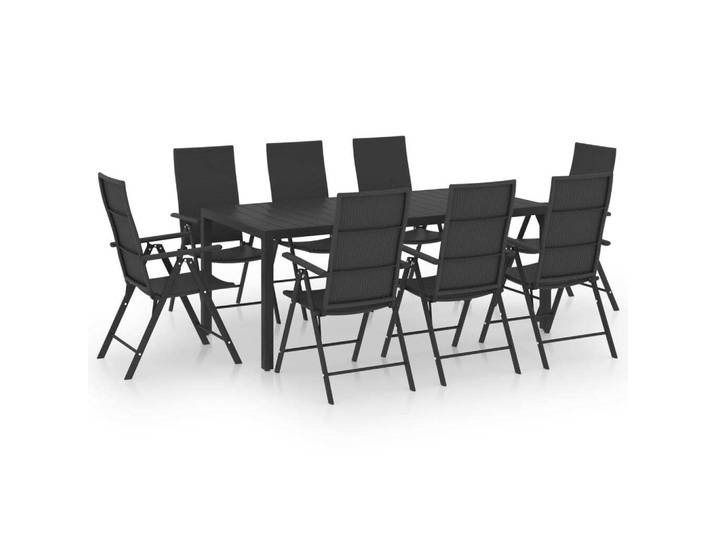 vidaXL Ensemble de jardin 9 pièces noir
