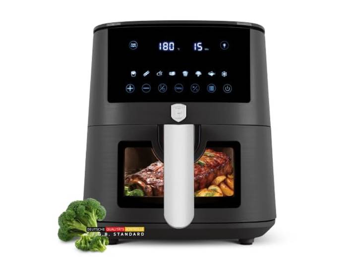 Berlinger Haus Heißluftfritteuse 8 l Digitales Bedienfeld, 8 Programme, Antihaft, bis 200 °C Anthrazit Kollektion gesundes Kochen ohne Öl