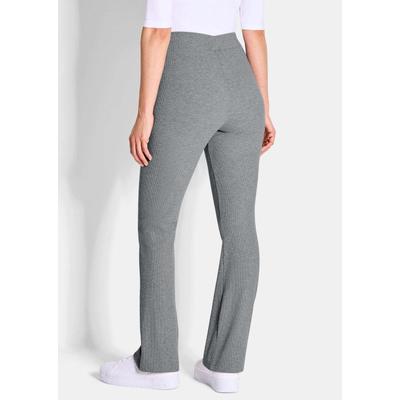 2-in-1-Hose GOLDNER "Bequeme Stoffhosen im Doppelpack", Damen, Gr. 46, N-Gr, grau (grau, schwarz), Obermaterial: 92% Viskose CV. 8% Elasthan EL., gerade, Hosen, Feine Rippenstruktur
