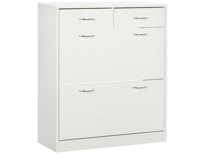 Meuble à chaussures 2 portes abattantes alu blanc