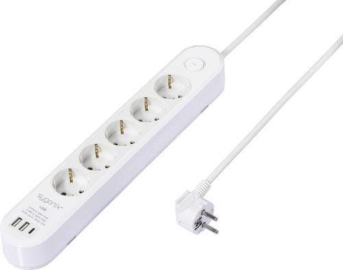 Sygonix SY-6862696 Steckdosenleiste mit Schalter 5fach Weiß Schutzkontakt 1St.