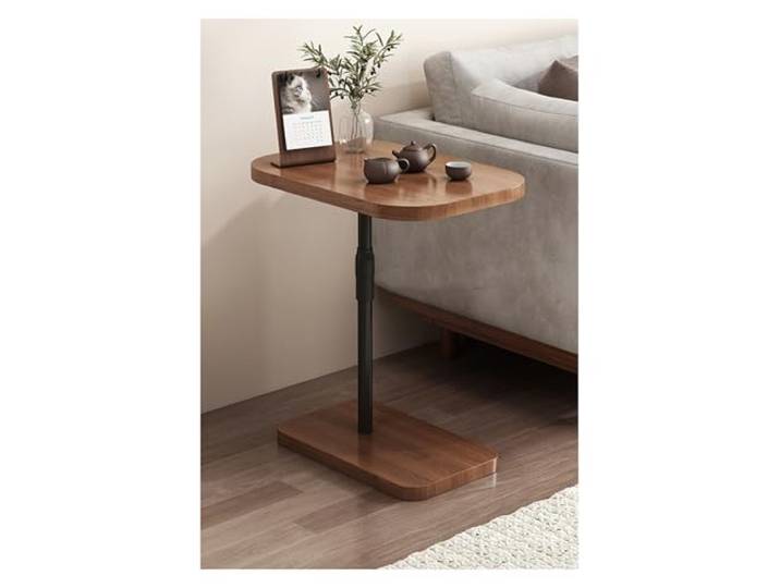 Höhenverstellbarer C-förmiger Beistelltisch, Kleiner Couchtisch Verdicktem Holz. Jetzt Verwenden. Set Art Work Shop Now. Heimgebrauch(Brown,Flat)