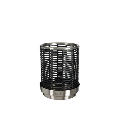 Windlicht FINK "FLAVIO", silber (schwarz), B:13,2cm H:16,5cm T:13,2cm Ø:13,2cm, Edelstahl, Eisen, Kerzenhalter, Windlicht