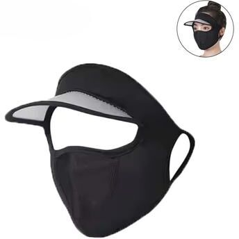 Fusion Finds Ice Silk UV Protection Face Mask With Brim Cycling Sun Visor Summer Sun Protection Cover black