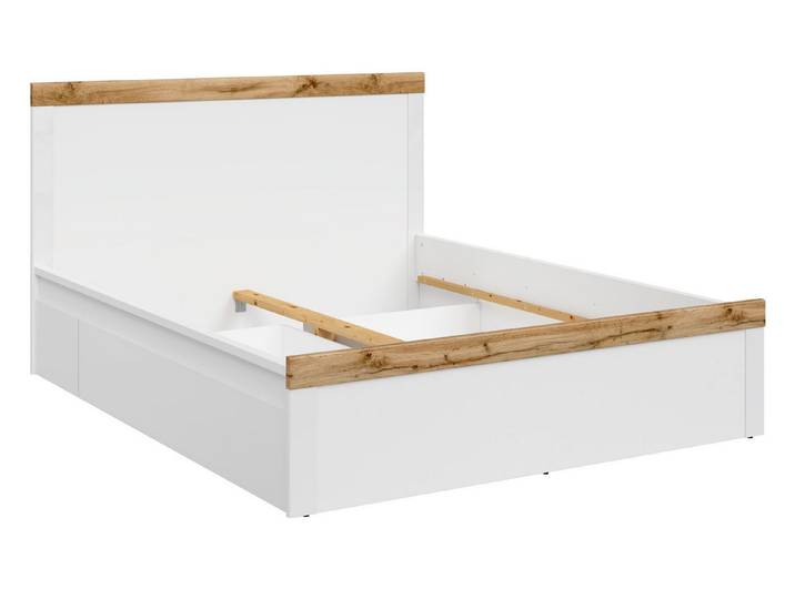 Feldmann-Wohnen Futonbett Holten (Ausführung mit 2 Bettschubladen, Hochglanz & Holz-Optik, 0-tlg., moderne Optik, Ausführung mit 2 Bettschubladen, Hochglanz & Holz-Optik), weiß Eiche Wotan Hochglanz Ausführung 140x200cm
