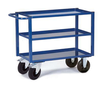 Tischwagen, 3 Ladeflächen/Blechwannen, 995 x 695 mm, Tragkraft 400 kg