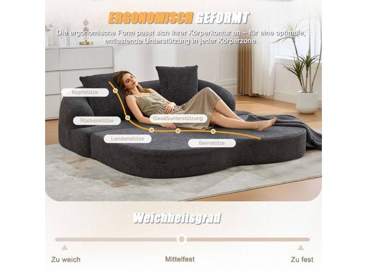 Canapé-lit double pliable 2 en 1 pour deux personnes équipé de deux oreillers Grâce à un canapé confortable à deux places
