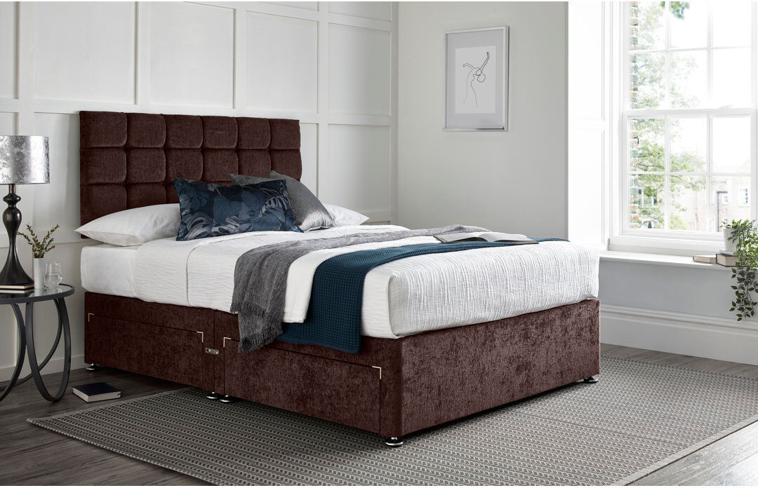 Wayfair Sleep Wattenberg Divan Bed with 24" Headboard on Struts Brown Kingsize (5')