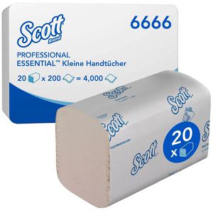 Scott Papierhandtücher Essential, 6666, 2-lagig, Interfold-Falz, weiß, Tissue, 22,5 x 23 cm, 4000 Stück