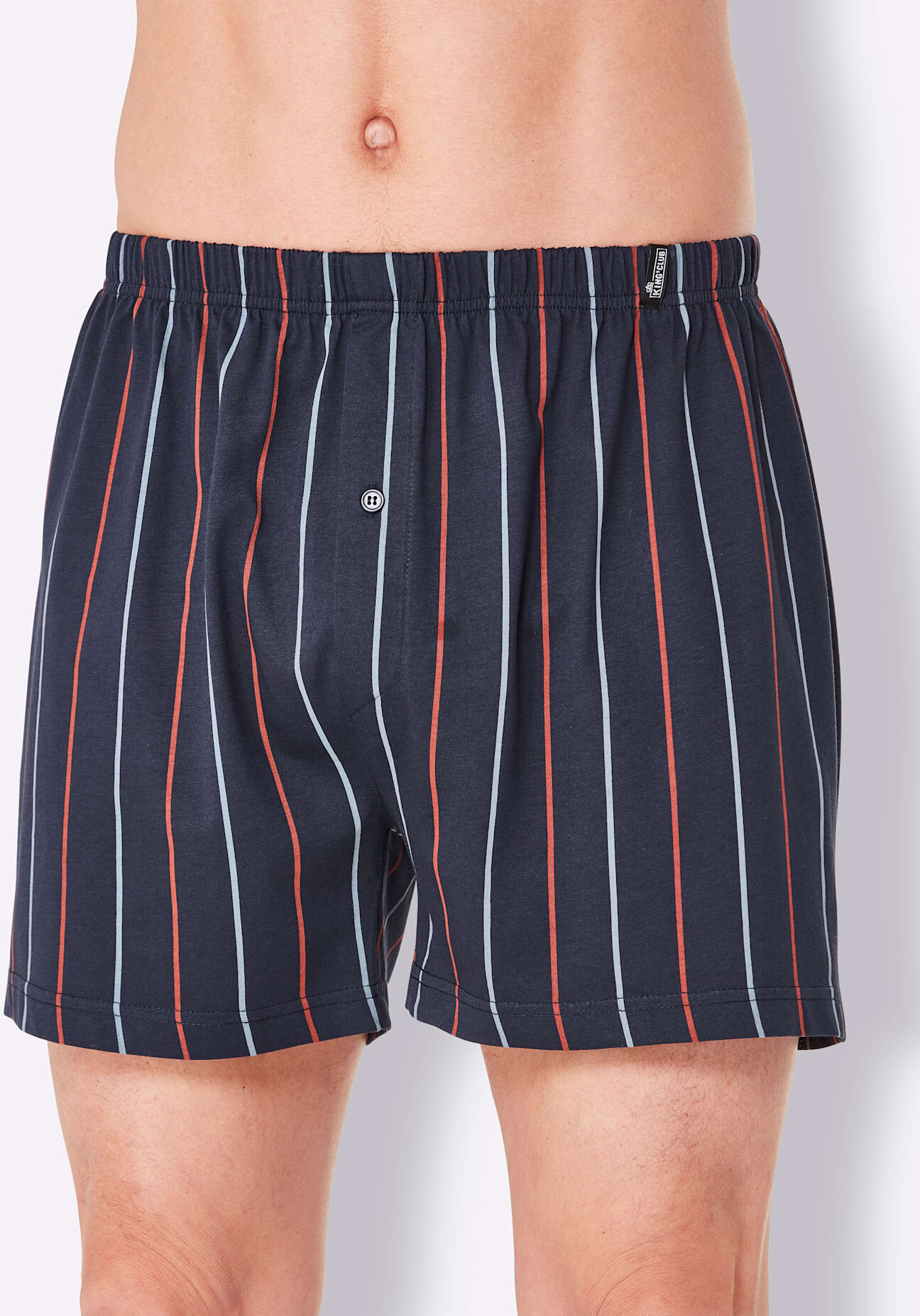 Boxershorts KINGS CLUB, Herren, Gr. 9, 3 Stk., blau (marine, gestreift, marine, marine, kariert), 100% Baumwolle, Unterhosen Boxershorts marine, gestreift, marine, marine, kariert 9, 3 Stk.