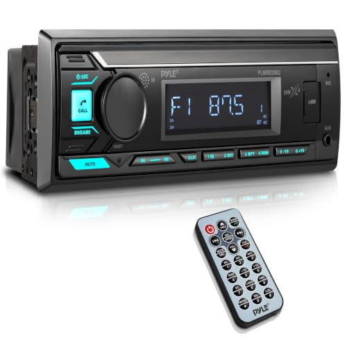 Pyle Marine Radio Stereo Single DIN Bluetooth MP3 Speler met 350W Audio Systeem, AM/FM Tuner, USB, AUX en Handsfree Bellen