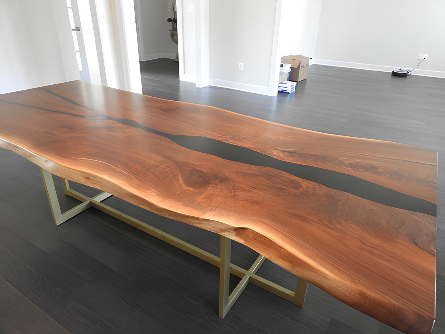 Flusstisch Esstisch River Table Massiv Tische 240x100 Epoxidharz Meer Waterfall